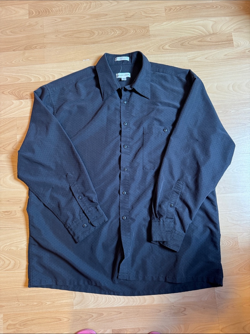 Pierre Cardin Black Long-Sleeve Button-Up Shirt